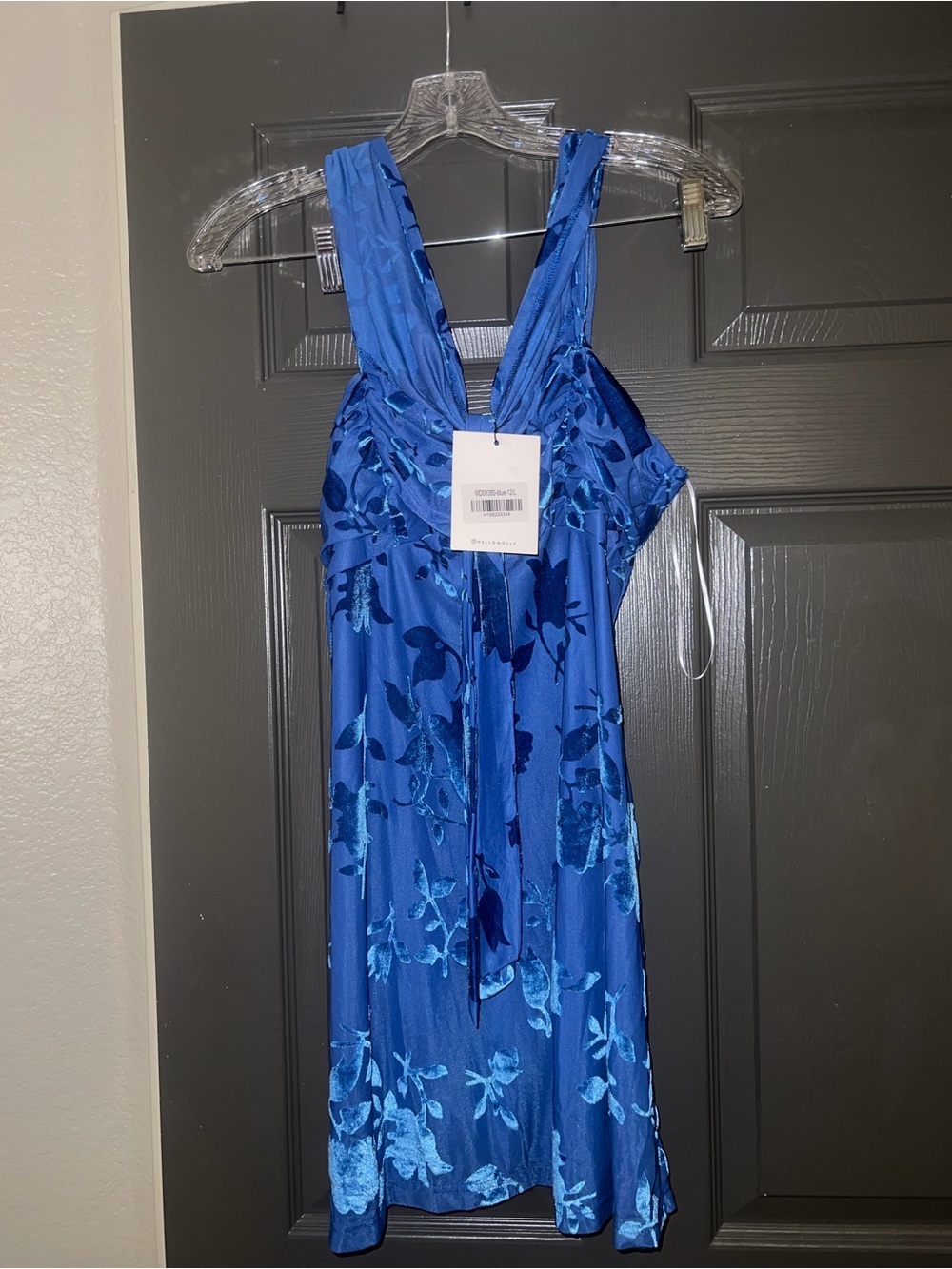 Hello Molly Royal Blue Floral Satin Chemise